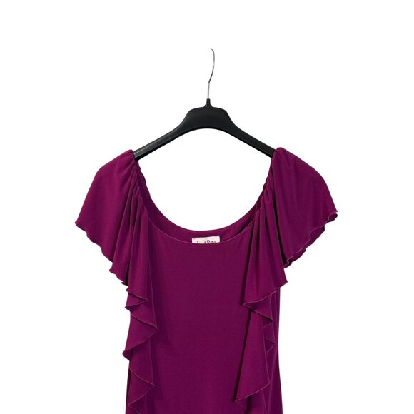 Joseph Ribkoff Womens Ruffle Accent Magenta Mid Dress Size 4 Bodycon Sleeveless - Picture 2 of 7